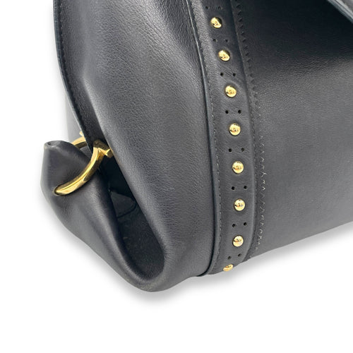 Gancini Top Handle Bag Black in Calfskin, Gold hardware