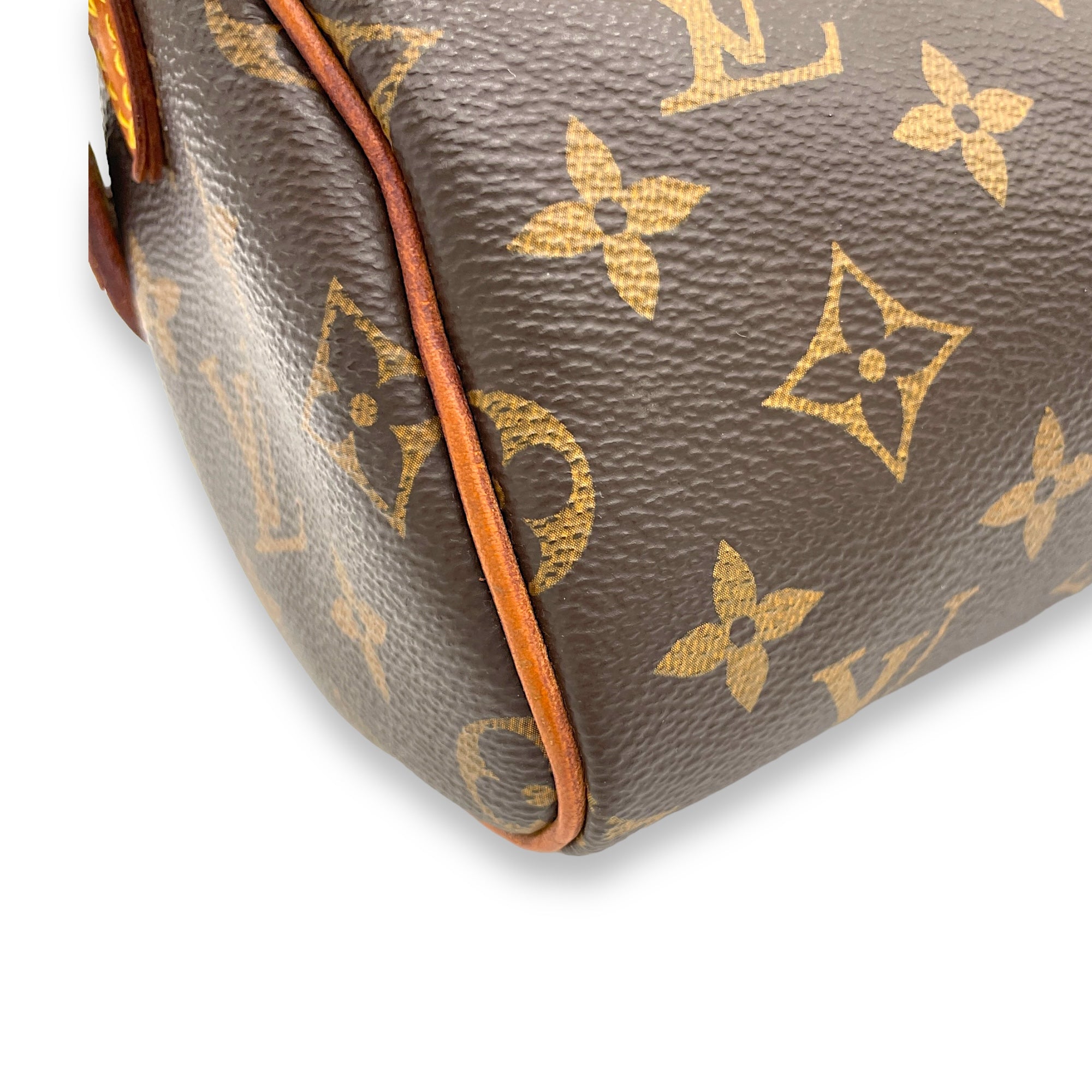 Speedy Bandouliere Top Handle Bag Nano Brown in Monogram Coated Canvas, Gold hardware