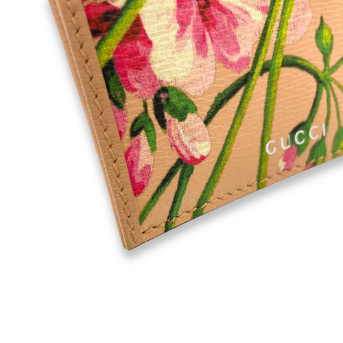 Blooms Pink Card Holder in Calfskin