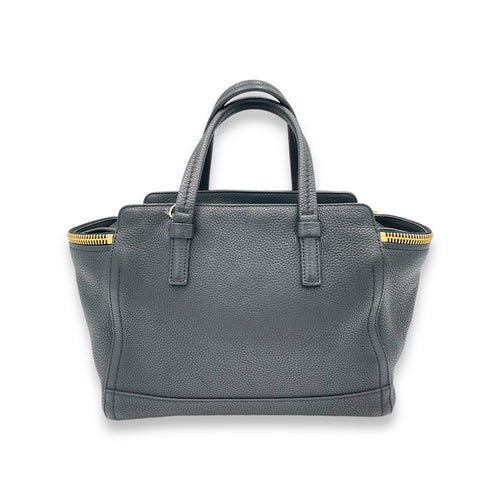 Gancini Top Handle Bag Black in Calfskin, Gold hardware