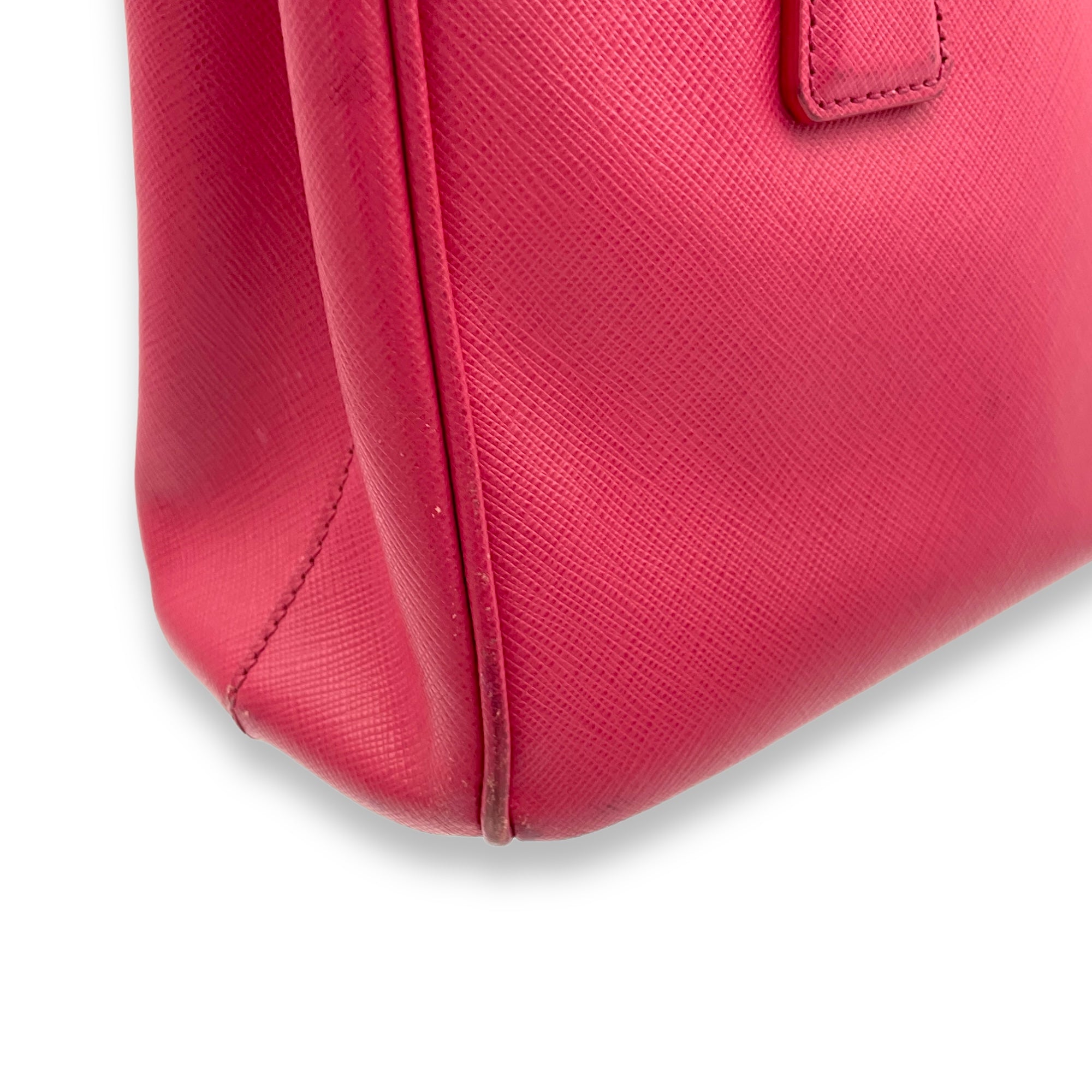 Galleria Small Pink Top Handle Bag in Saffiano Leather, Gold hardware