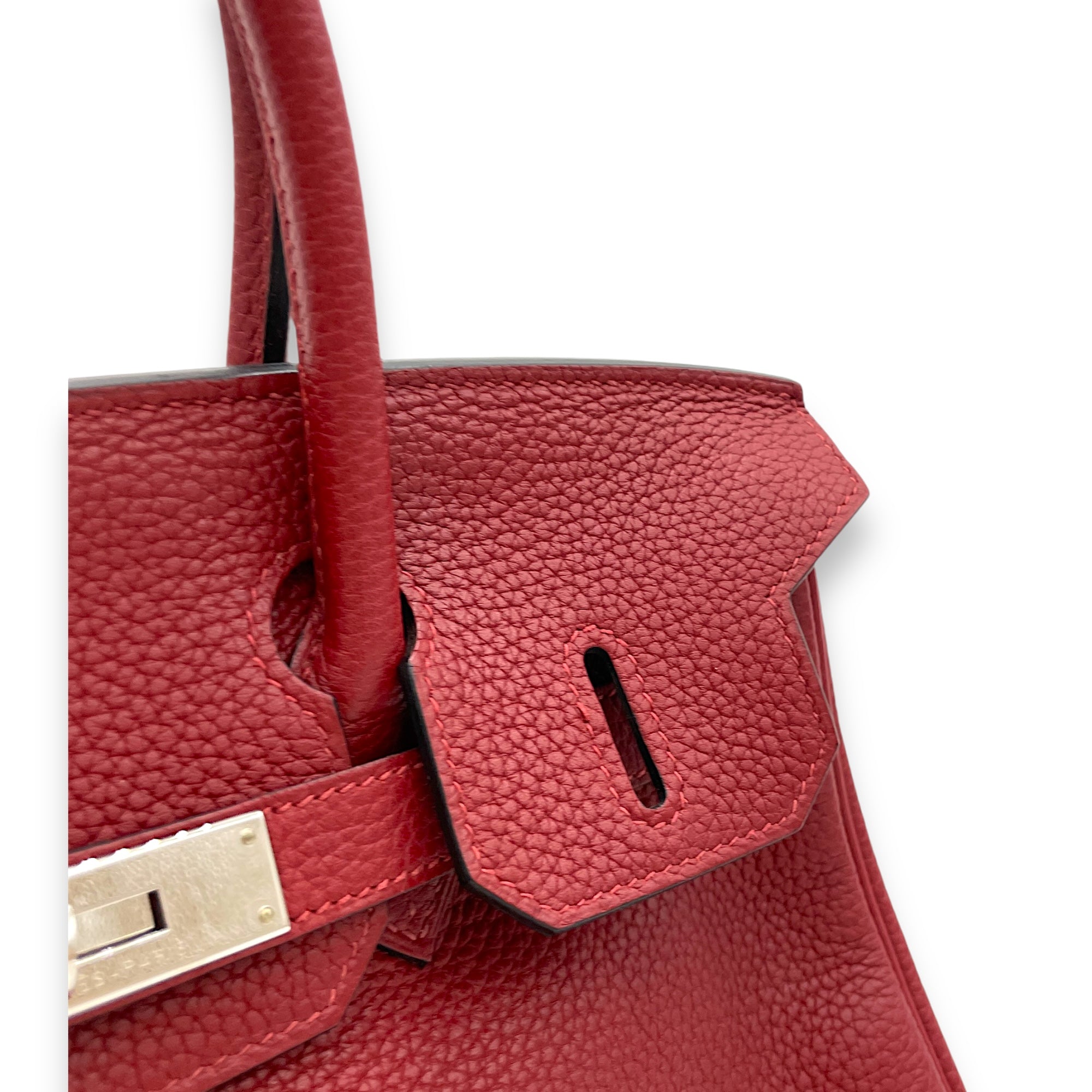 Birkin 30 Red in Clemence, Palladium hardware