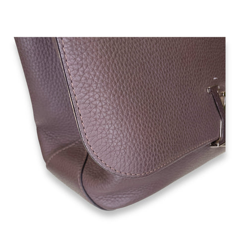 Volta Top Handle Bag Brown in Taurillon Leather, Silver hardware