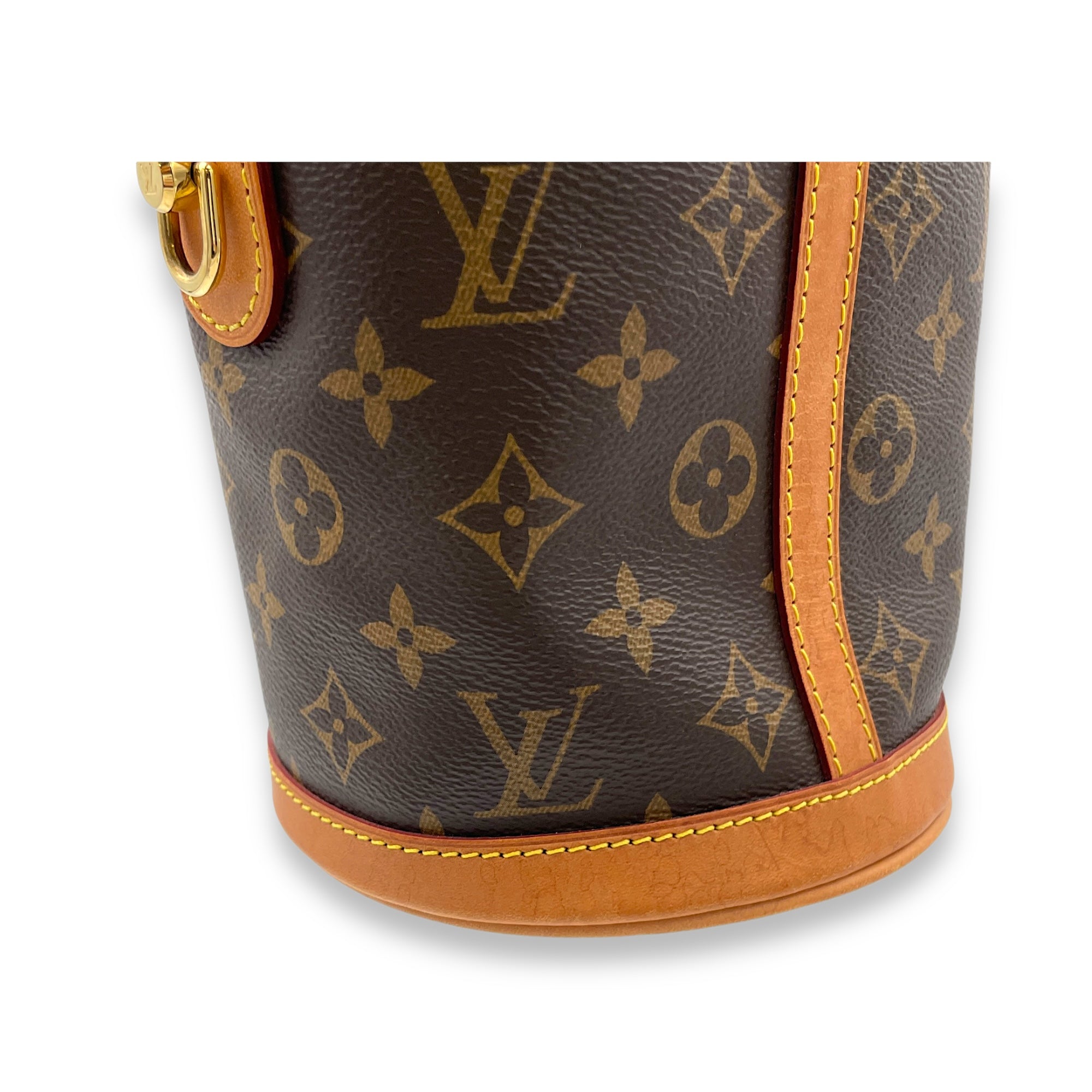 Duffle Top Handle Bag Brown in Monogram Coated Canvas, Gold hardware