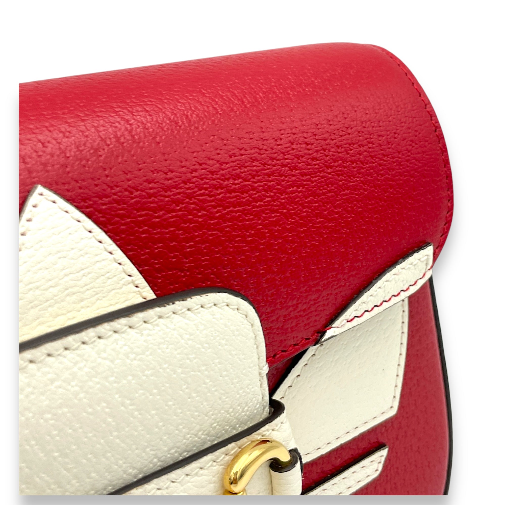 x Adidas Horsebit 1955 Crossbody Bag Red in Calfskin, Gold hardware