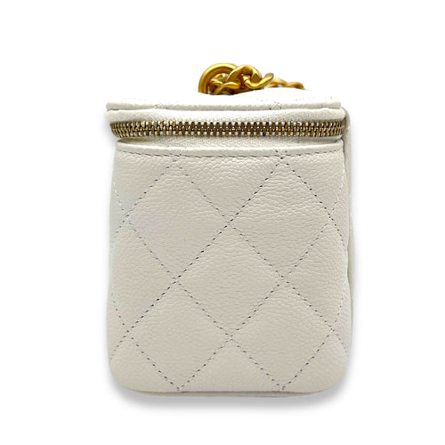 CC White Vanity Bag in Caviar Leather, Gold hardware