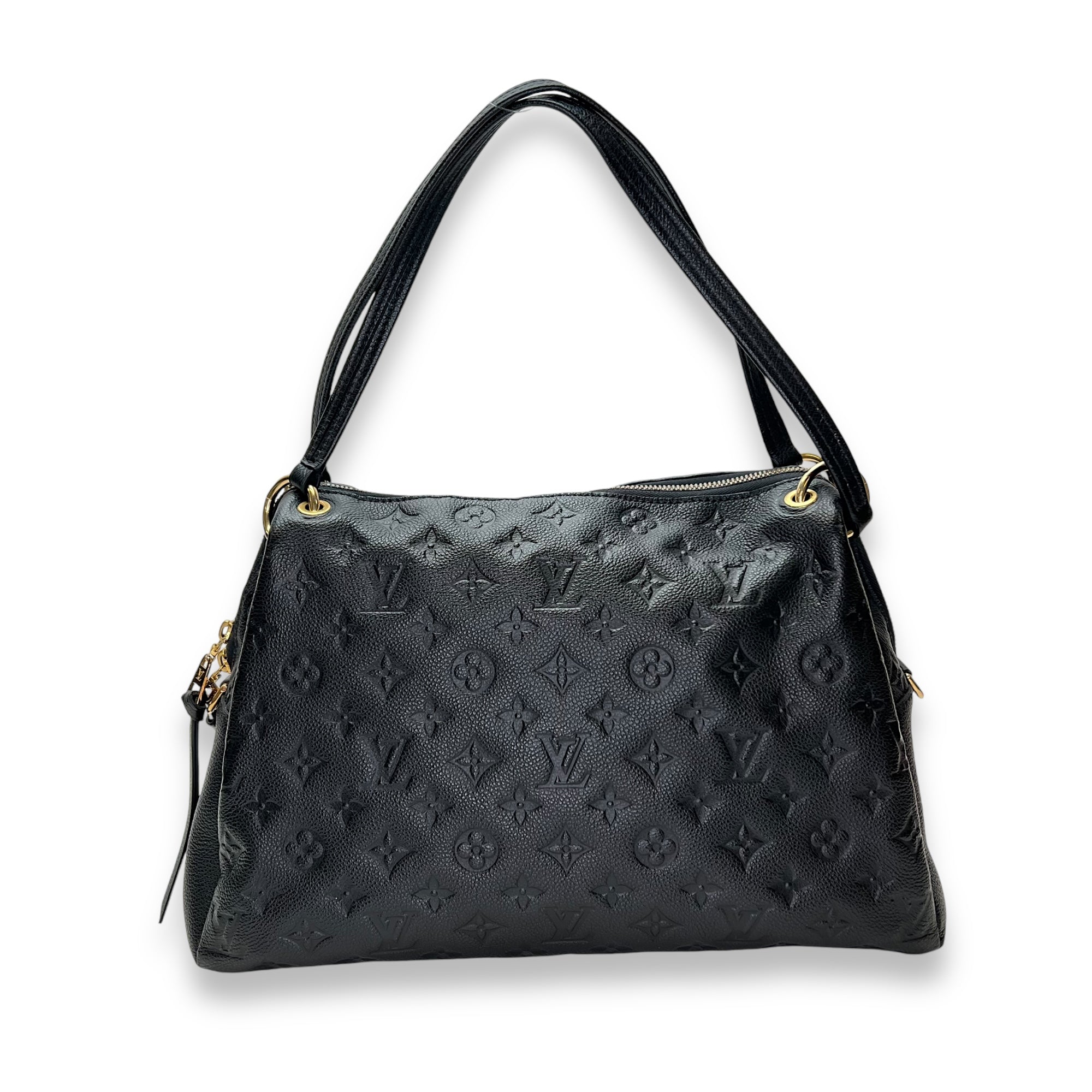 Ponthieu Black Top Handle Bag in Monogram Empreinte Leather, Gold hardware