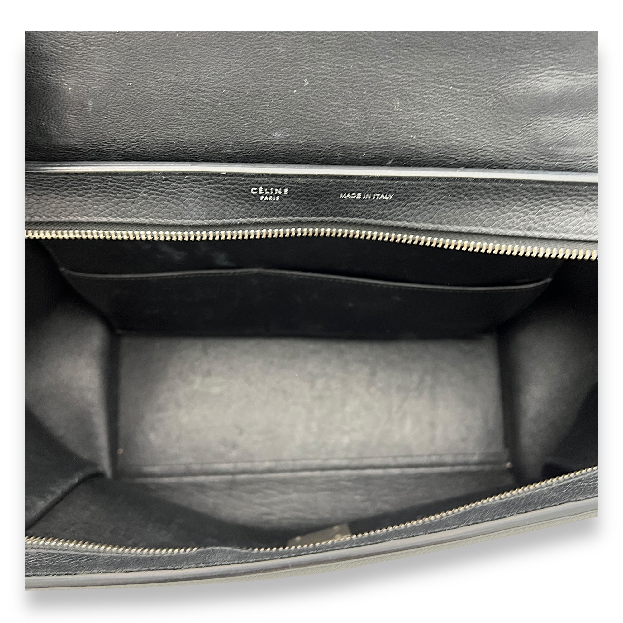 Trapeze Small Black Shoulder Bag in Calfskin, Silver hardware