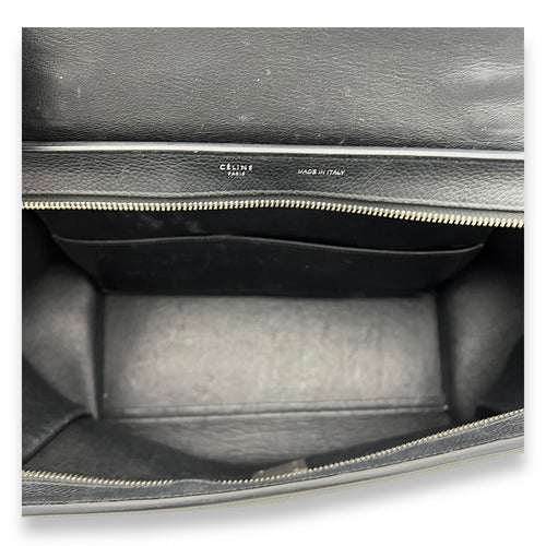 Trapeze Small Black Shoulder Bag in Calfskin, Silver hardware