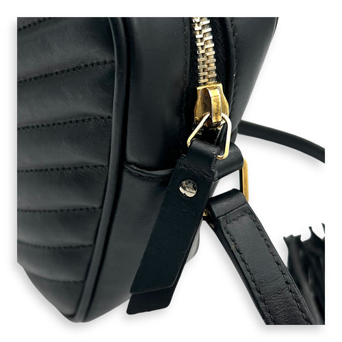 Lou Crossbody Bag Medium Black in Calfskin, Gold hardware