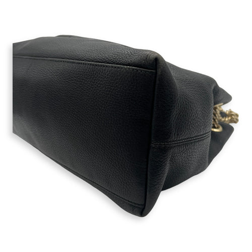 Soho Shoulder Bag Black in Calfskin, Gold hardware