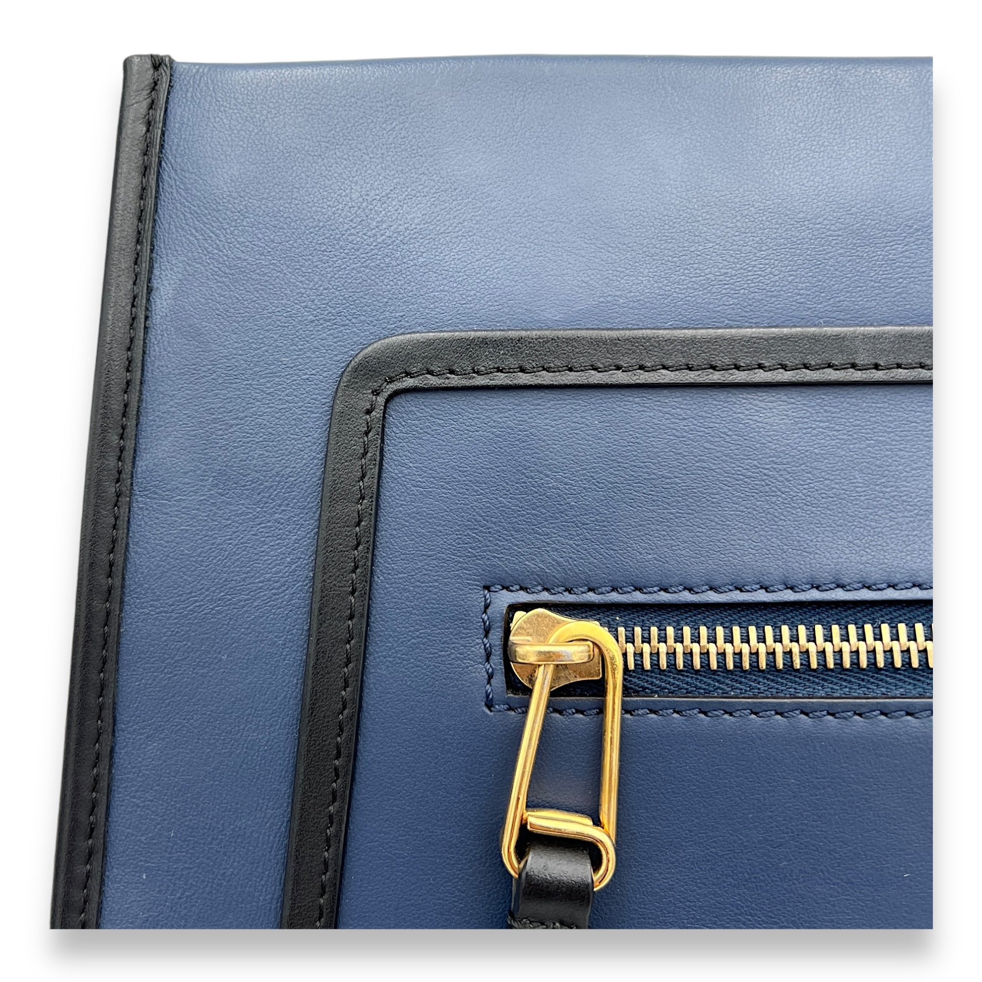 Runaway Top Handle Bag Blue in Calfskin, Gold hardware