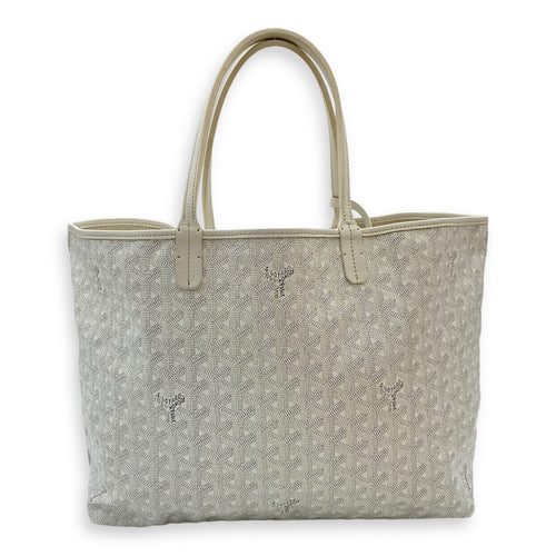 Saint Louis PM White Tote Bag in Coated Canvas, Silver hardware