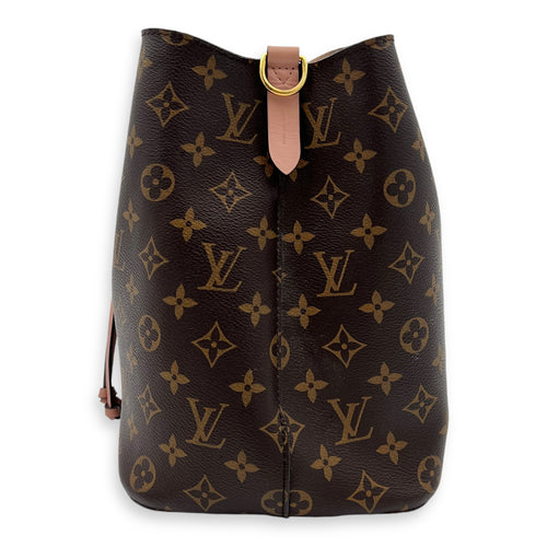 NeoNoe MM Brown Bucket Bag in Monogram Coated Canvas, Gold hardware