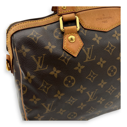 Retiro Top Handle Bag Brown in Monogram Coated Canvas, Gold hardware