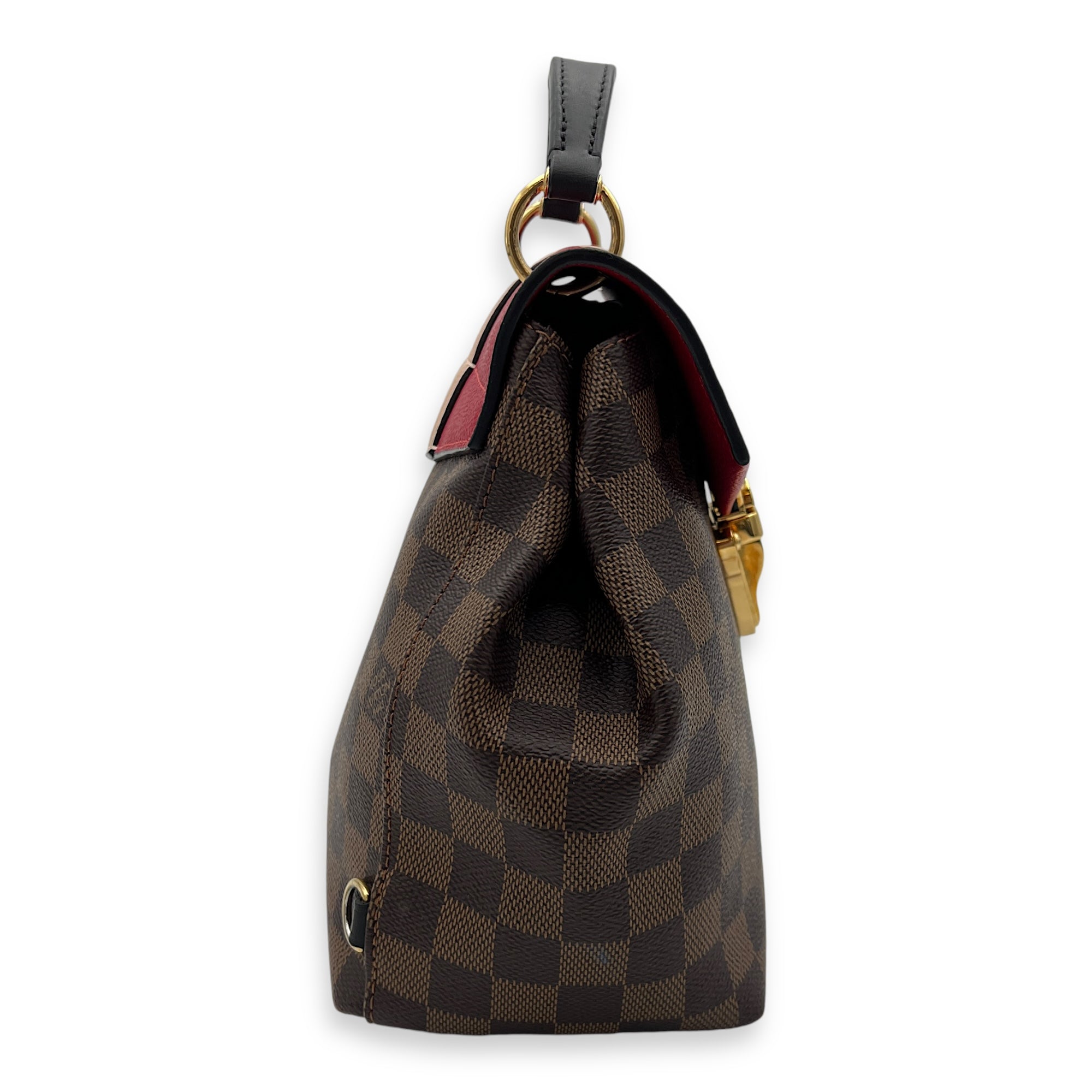 Clapton Backpack Damier Ebene in Coated Canvas, Gold hardware