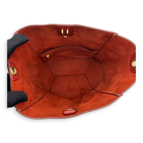 Sangle Shoulder Bag Small Red in Calfskin, Gold hardware