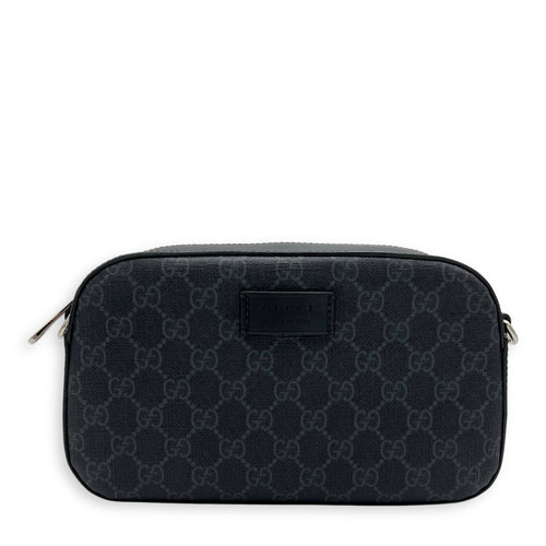 Gucci GG Crossbody Bag Black in Coated Canvas, Silver hardware_1