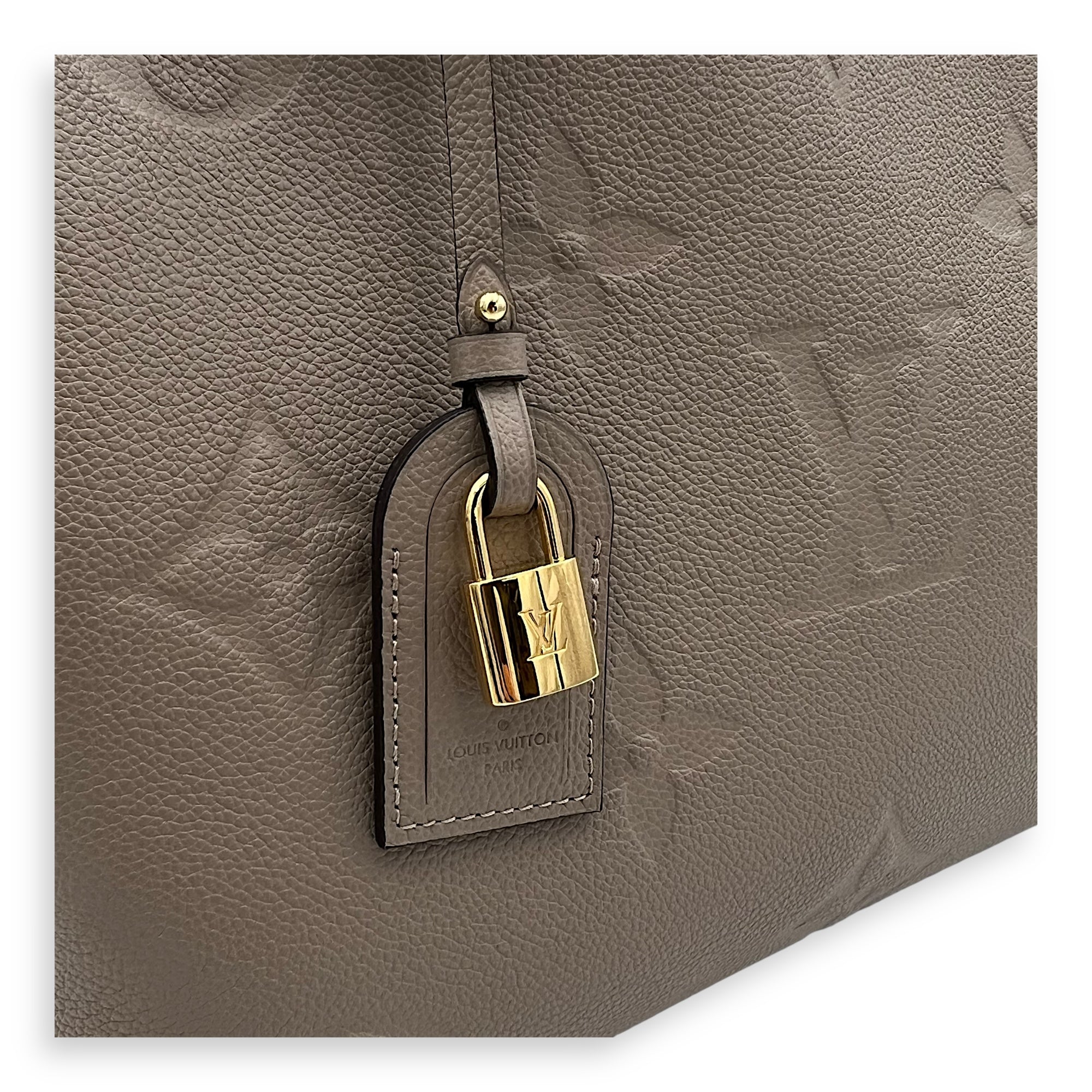 Louis Vuitton Grand palasis Top Handle Bag MM Grey in Calfskin, Gold hardware_7
