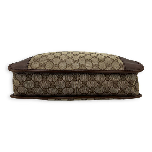 Gucci GG Shoulder Bag Brown in Canvas, Silver hardware_5