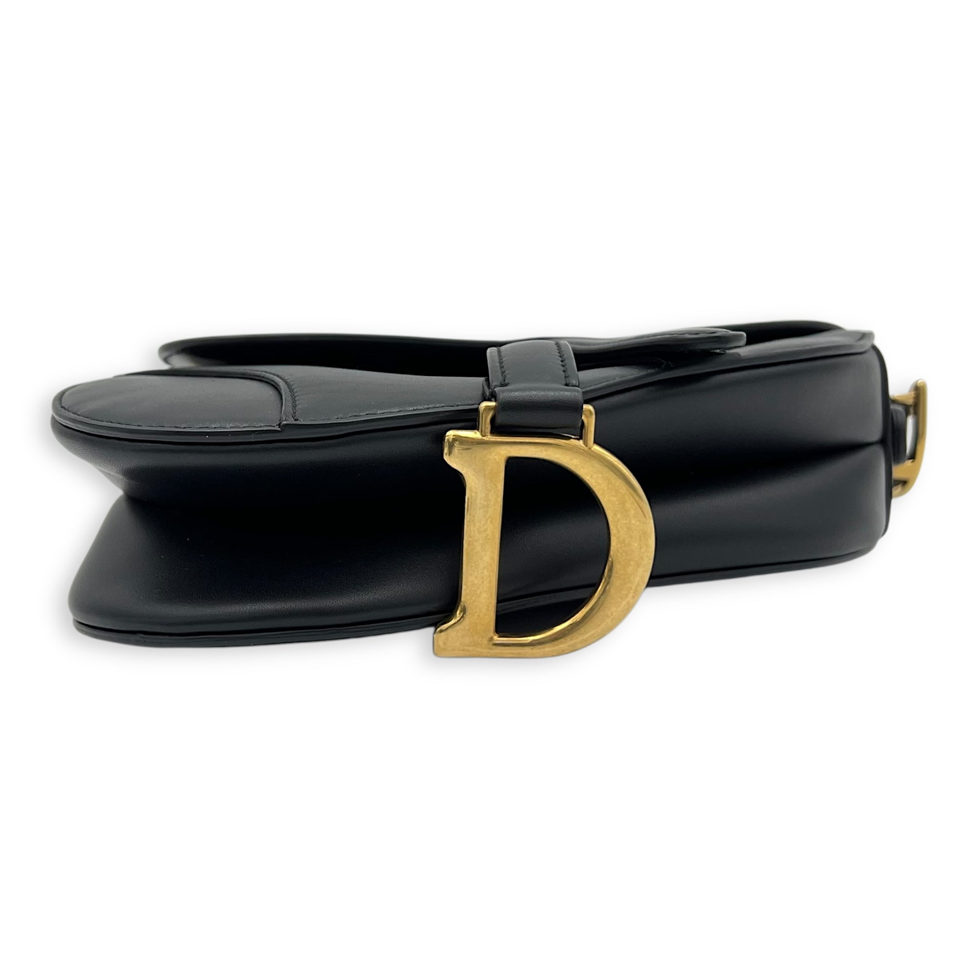 Christian Dior Saddle Mini Black Shoulder Bag in Calfskin, Gold hardware_5