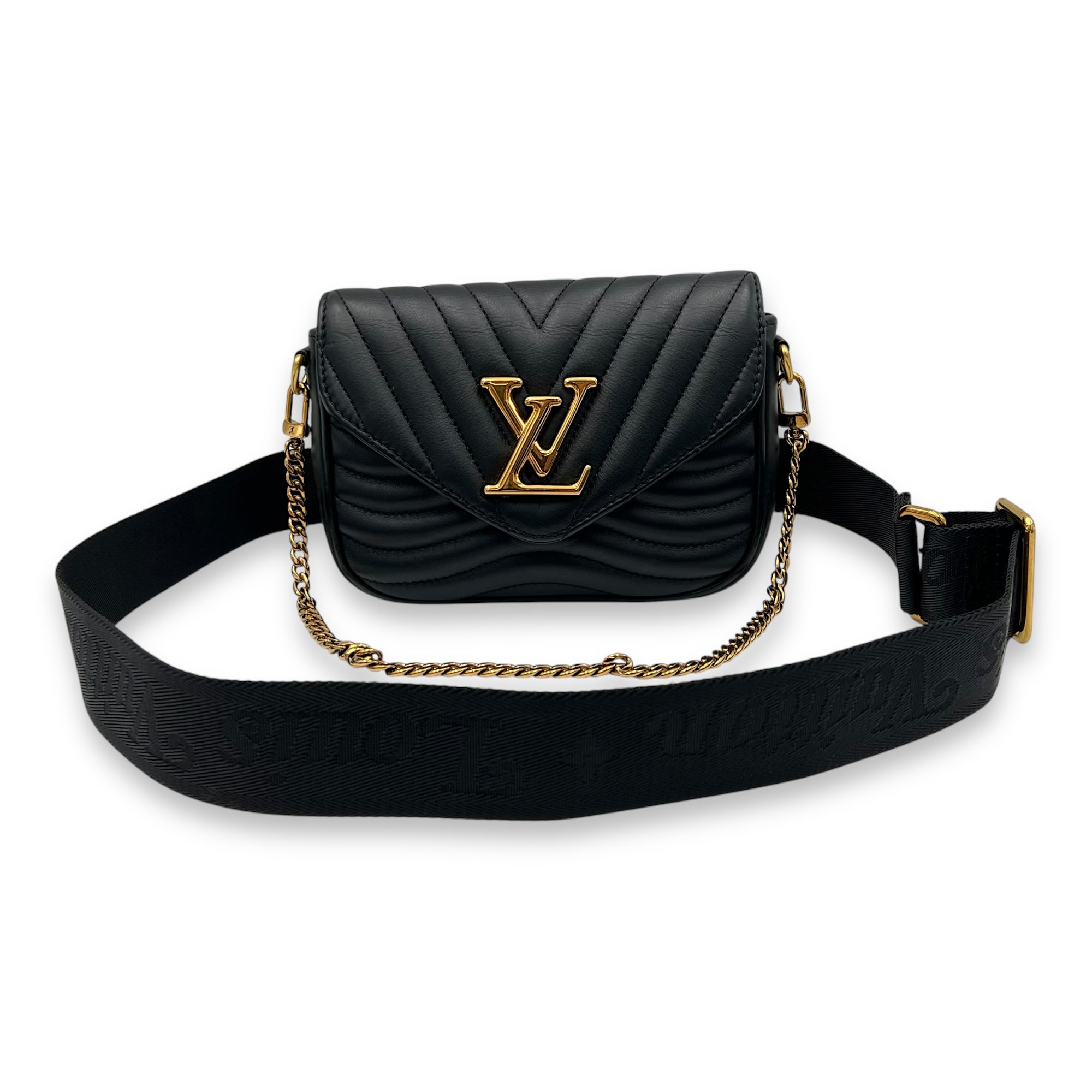 Louis Vuitton New Wave Multi Pochette Black Shoulder Bag in Calfskin, Gold hardware_10