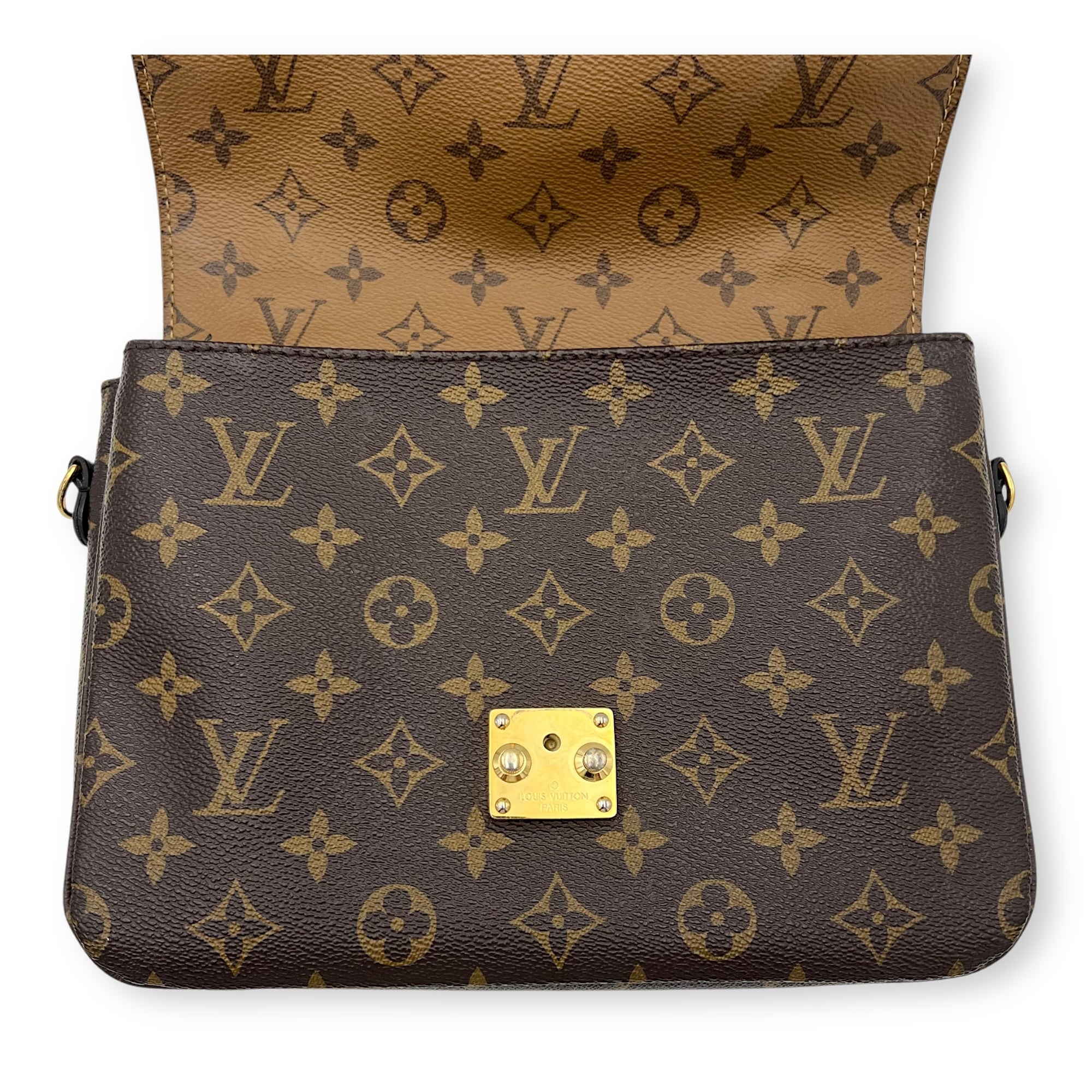 Louis Vuitton Pochette Metis Brown Top Handle Bag in Monogram Coated Canvas, Gold hardware_17