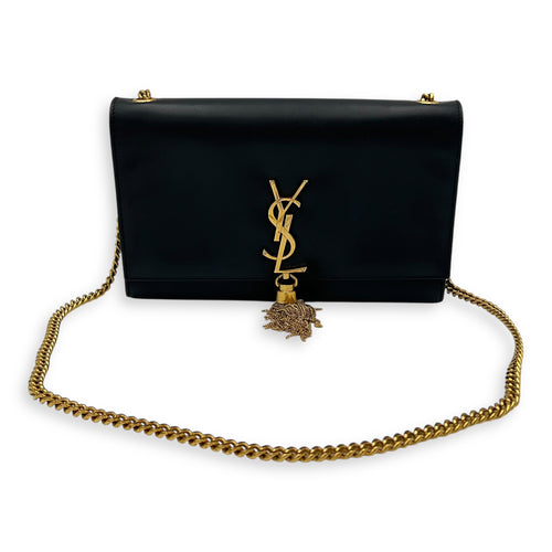 Saint Laurent Kate Medium Black Shoulder Bag in Calfskin, Gold hardware_21