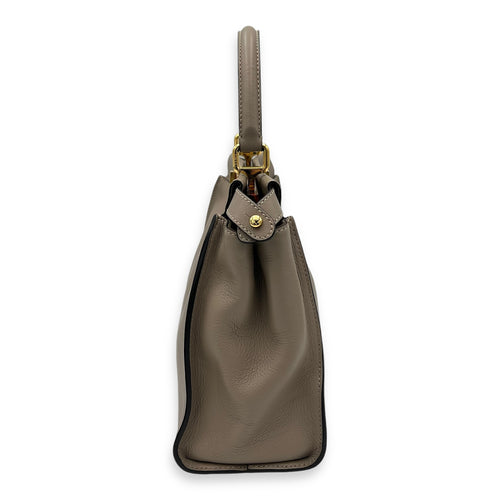 Fendi Peekaboo Medium Brown Top Handle Bag in Calfskin, Gold hardware_4