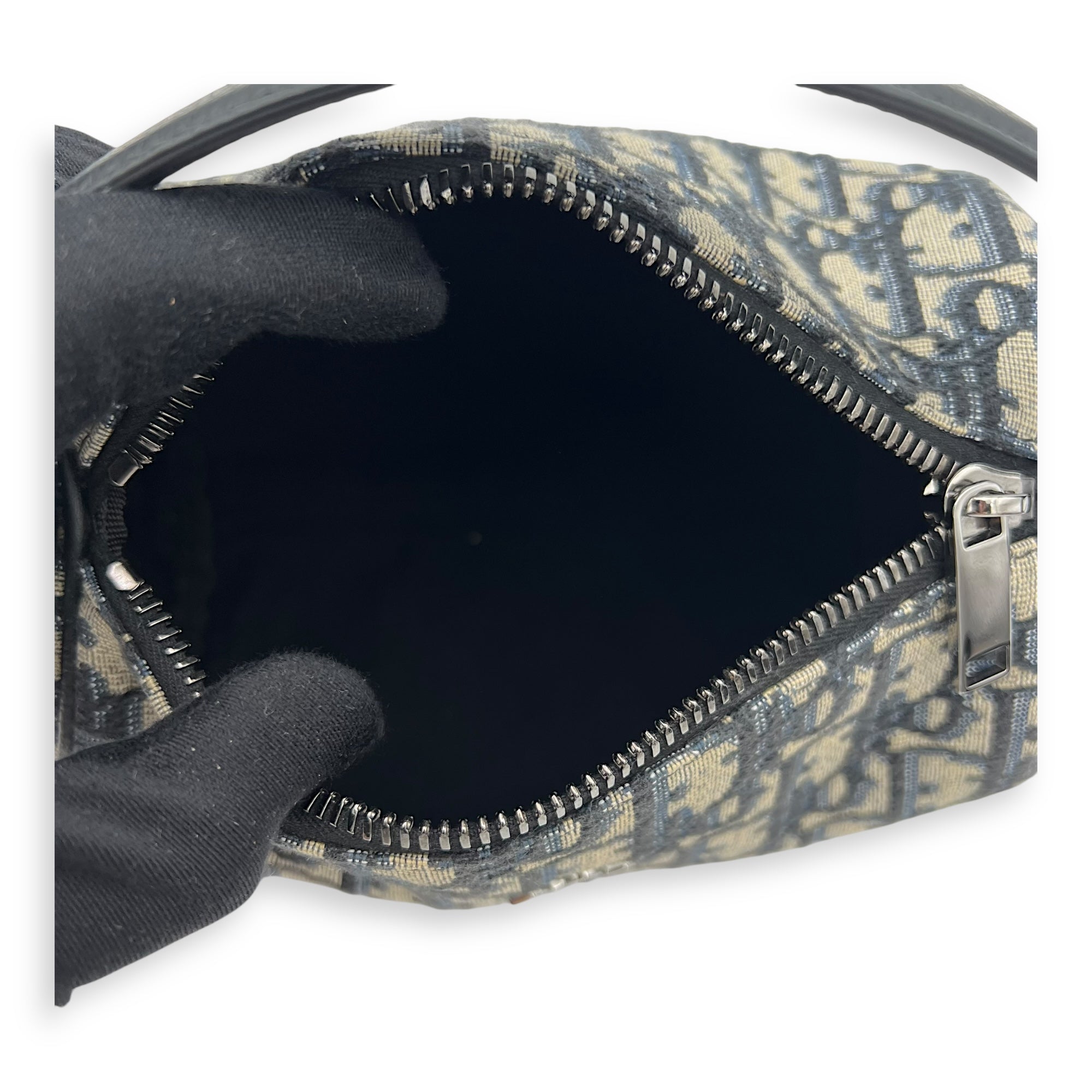 Christian Dior Roller Crossbody Bag Blue in Jacquard, Silver hardware_6