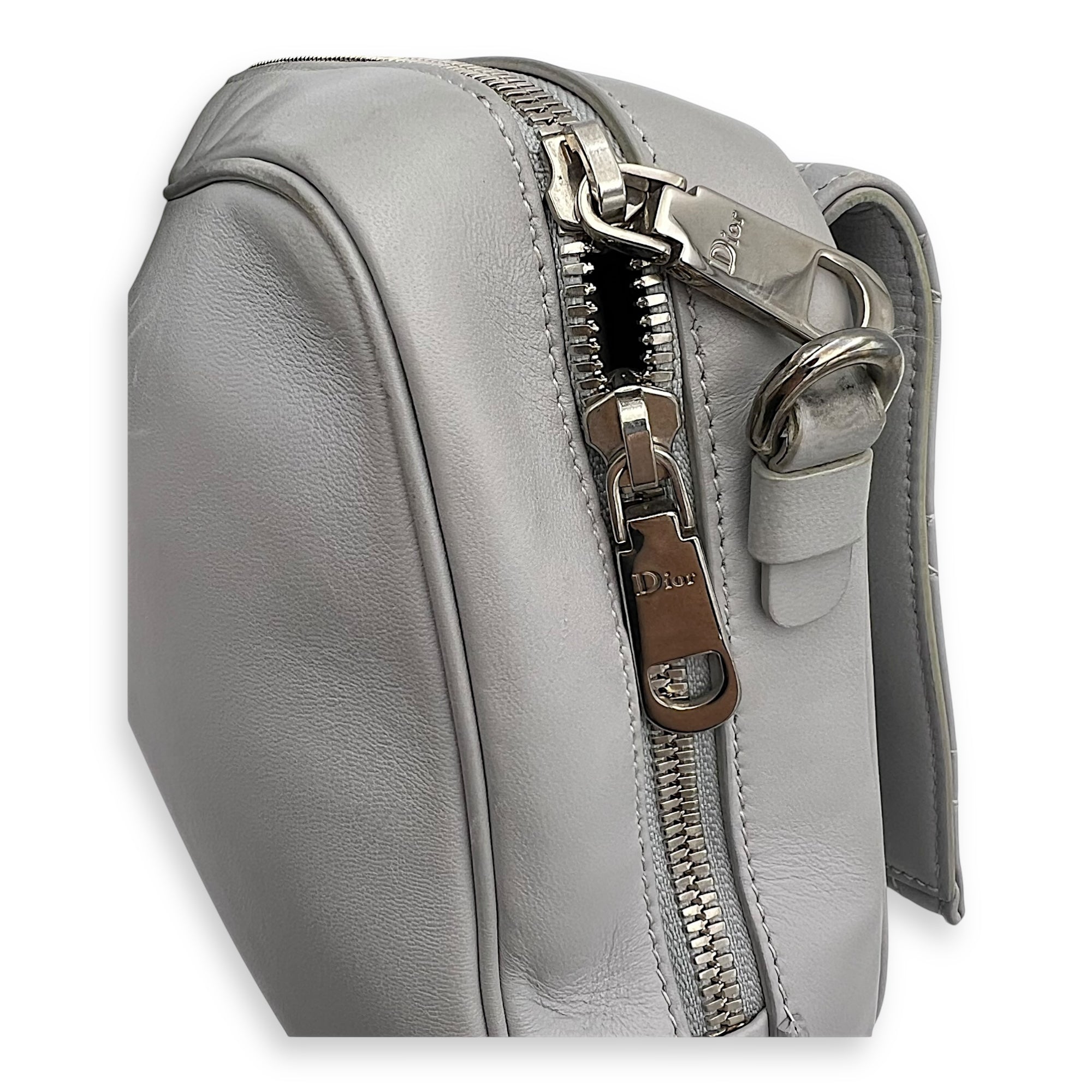 Christian Dior Stardust Crossbody Bag Grey in Lambskin, Silver hardware_10