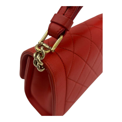 Chanel 2 way bag Orange Crossbody Bag in Calfskin, Gold hardware_8