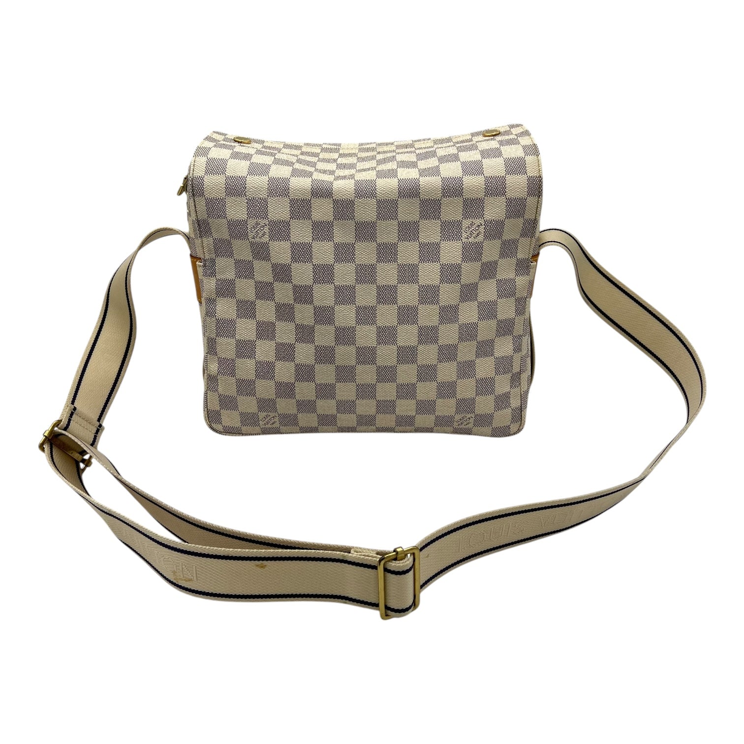 Louis Vuitton Naviglio Crossbody Bag Damier Azur in Coated Canvas, Enamel hardware_13