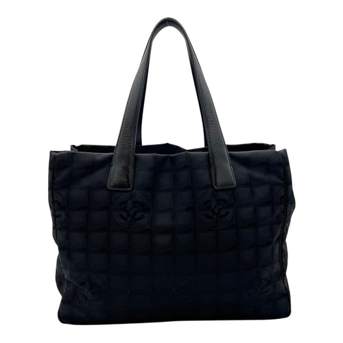 Chanel Travel Line Tote Bag Black in Canvas, Silver hardware_2