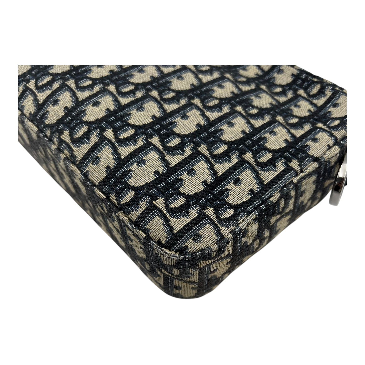 Christian Dior Safari Crossbody Bag Blue in Jacquard, Silver hardware_11
