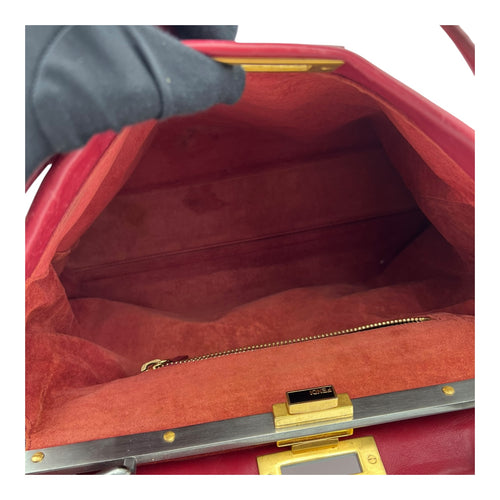 Fendi Peekaboo Top Handle Bag Red in Calfskin, Mixed hardware_6