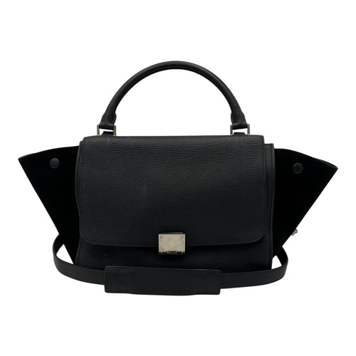 Celine Trapeze Small Black Shoulder Bag in Calfskin, Silver hardware_18