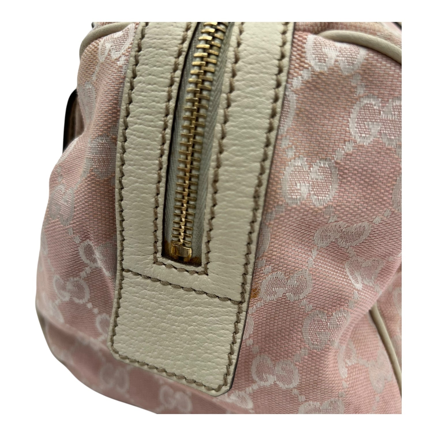Gucci GG Top Handle Bag Pink in Canvas, Light Gold hardware_13