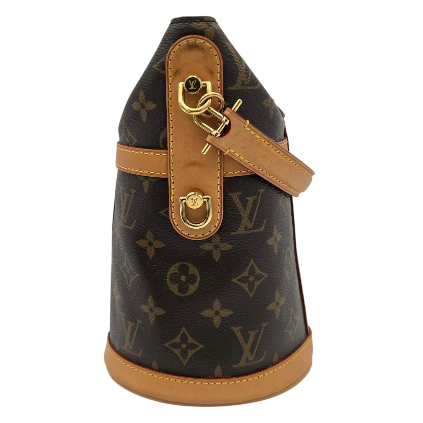 Louis Vuitton duffle Crossbody Bag Brown in Monogram Coated Canvas, Gold hardware_4
