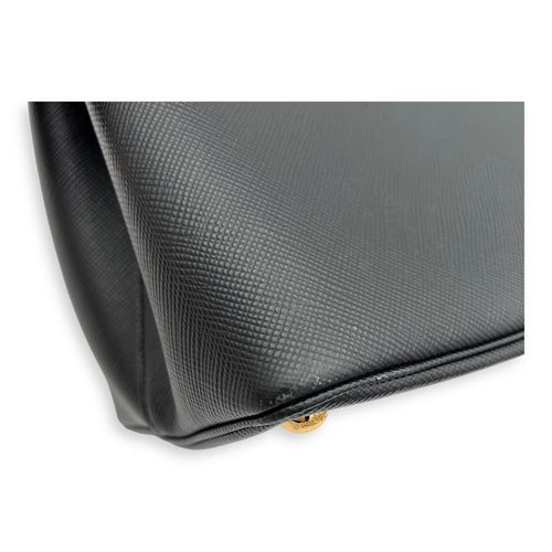 Prada Double Top Handle Bag Black in Saffiano Leather, Gold hardware_9