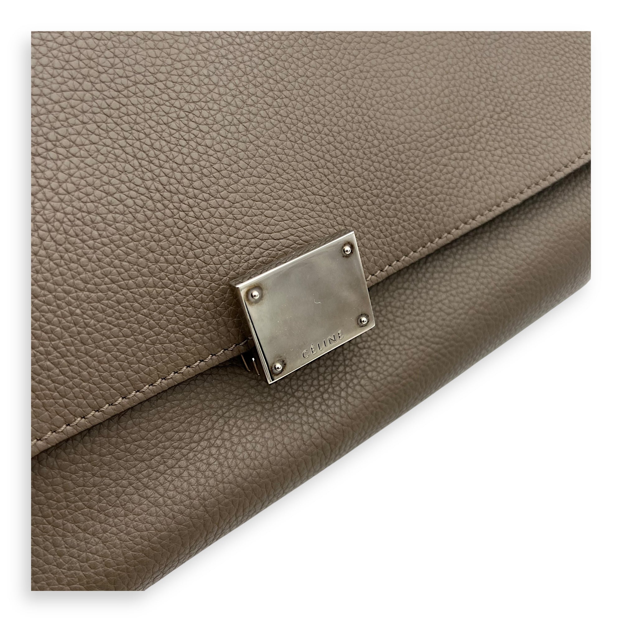 Celine Trapeze Top Handle Bag Brown in Calfskin, Silver hardware_7