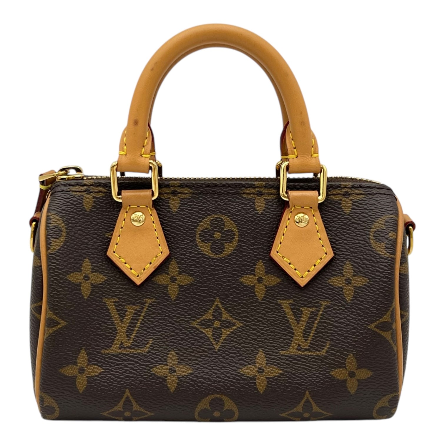 Louis Vuitton Speedy Crossbody Bag Nano Brown in Monogram Coated Canvas, Gold hardware_1