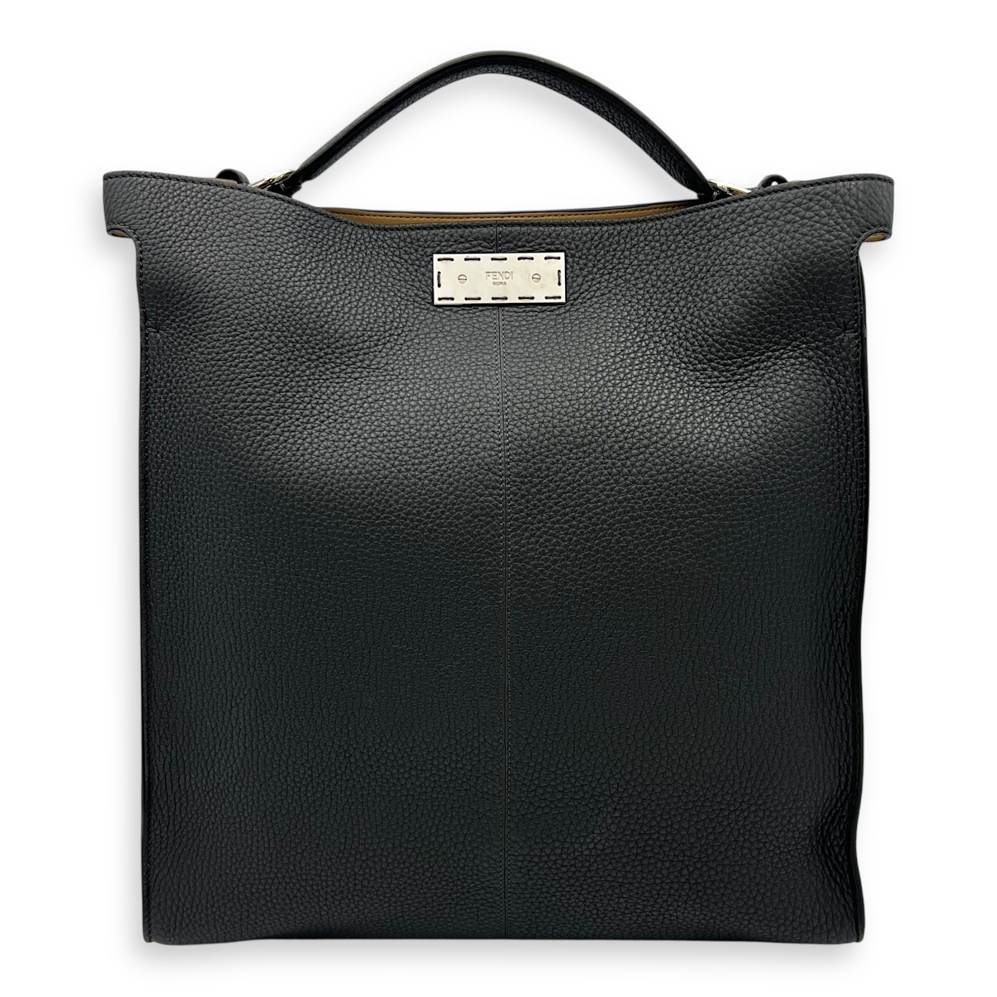 Fendi Peekaboo X-Lite Grey Crossbody Bag in Calfskin, Silver hardware_1