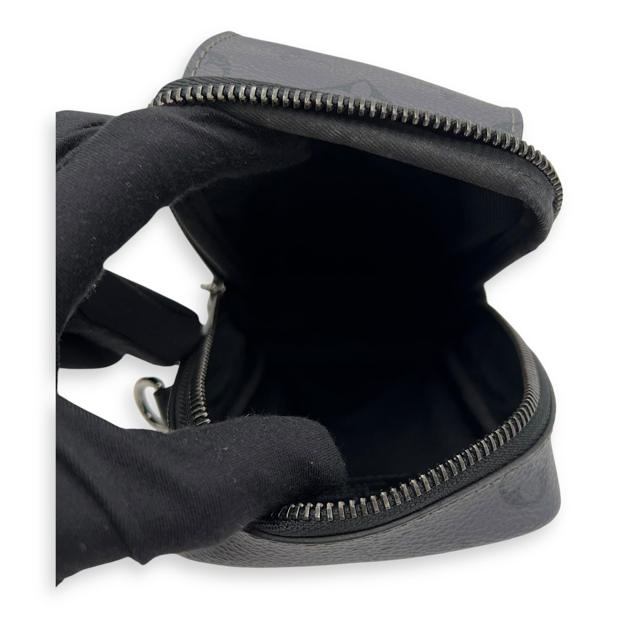 Louis Vuitton Double Crossbody Bag Mini Grey in Monogram Coated Canvas, Silver hardware_6