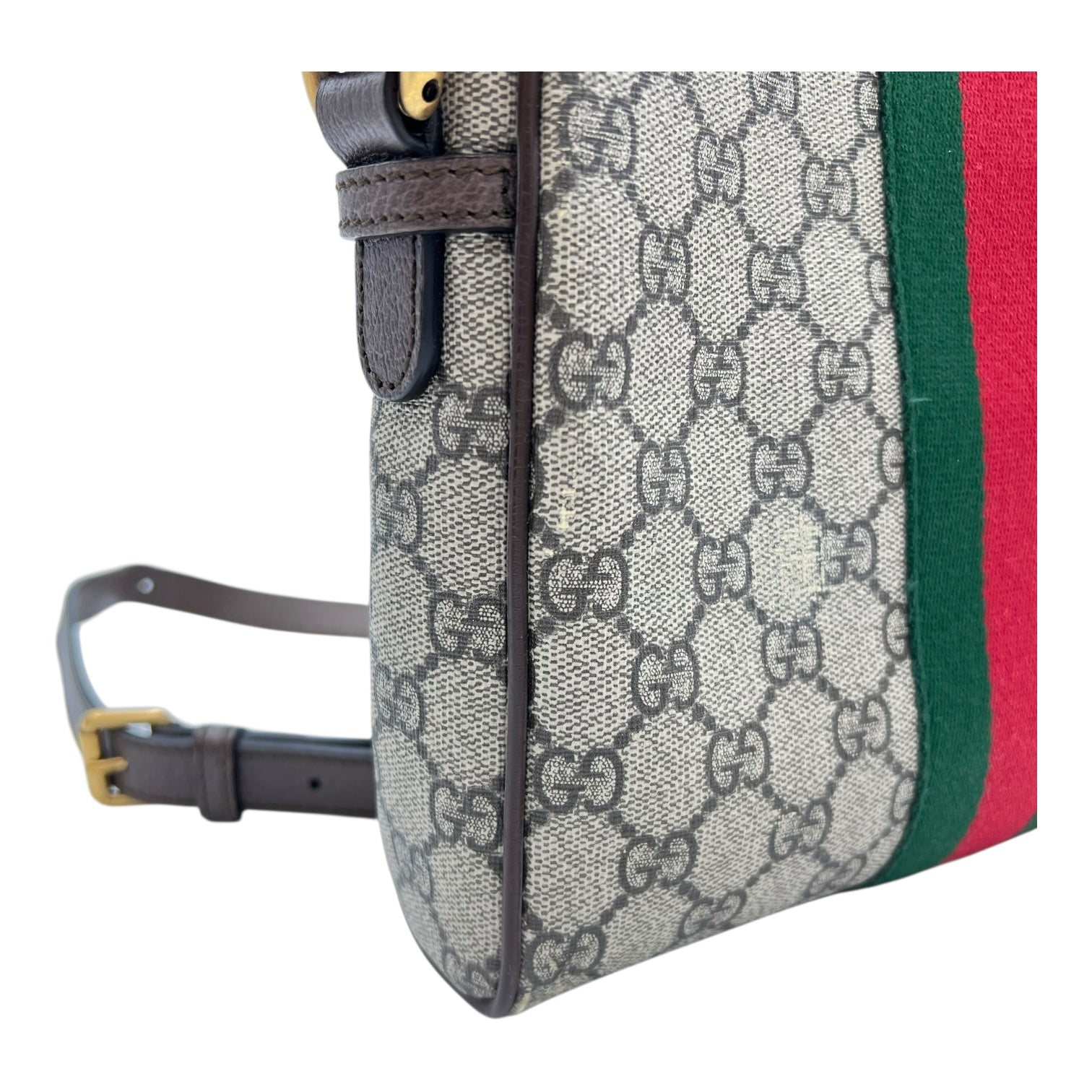 Gucci Ophidia Crossbody Bag Brown in Monogram Coated Canvas, Gold hardware_10