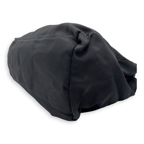 Prada Logo Top Handle Bag Black in Nylon, Silver hardware_9