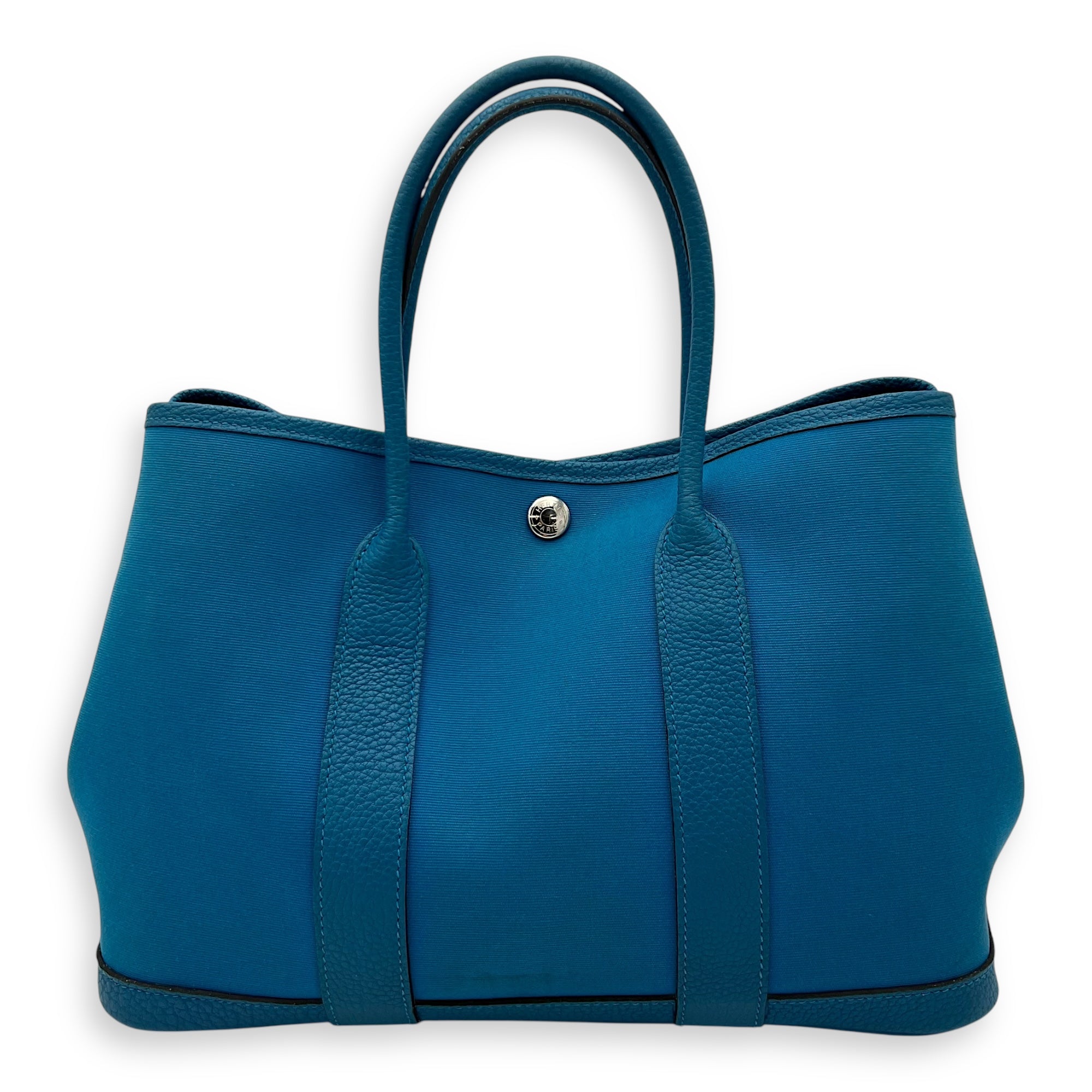 Hermès Garden Party Blue in Canvas, Silver hardware_1