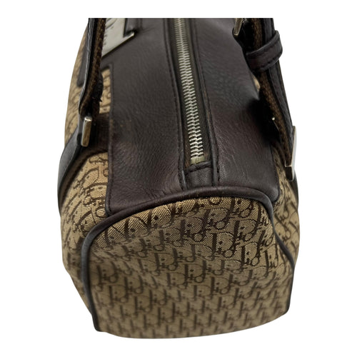 Christian Dior Trotteur Shoulder Bag Brown in Canvas, Silver hardware_11