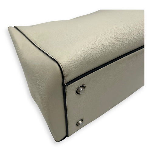 Celine Edge Top Handle Bag White in Calfskin, Silver hardware_8