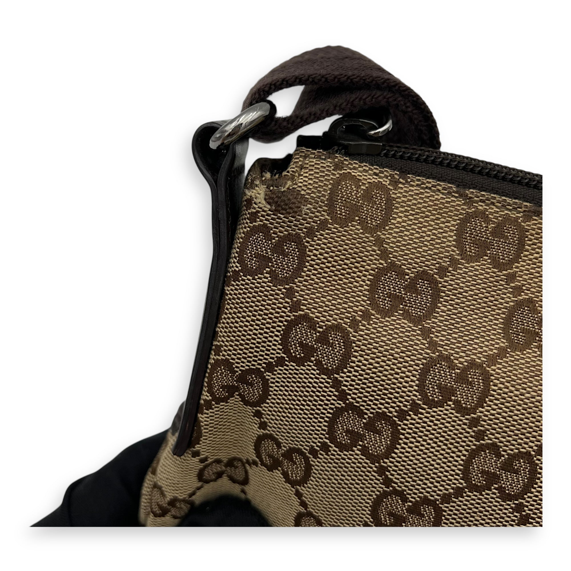 Gucci GG Crossbody Bag Brown in Canvas, Silver hardware_12
